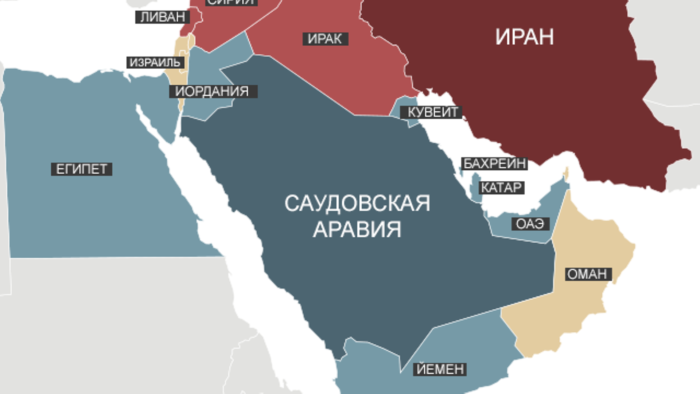 Сирия и Иран на карте