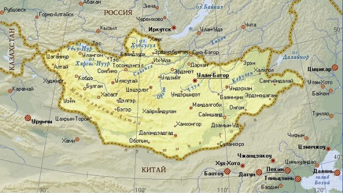 Пустыня Гоби на карте Монголии