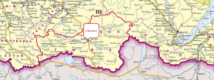 Карта Тыва Республика на карте России