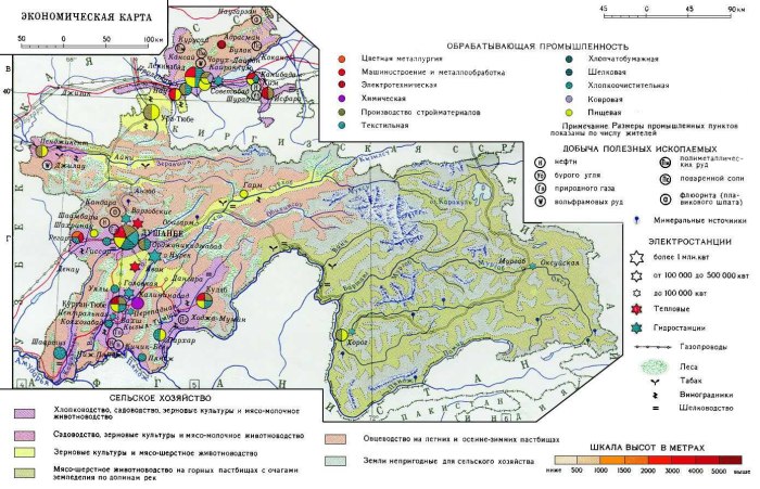 Экономическая карта Таджикистана