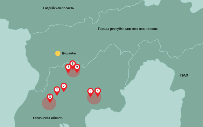 Карта Хатлонской области