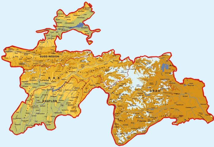 Политическая карта Таджикистана