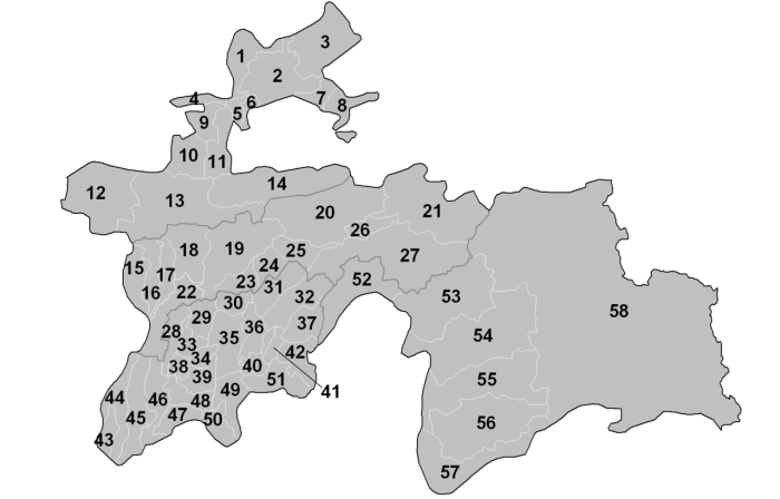 Административная карта Таджикистана