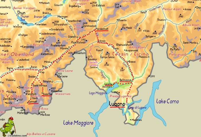 Кантон Тичино Швейцария карта