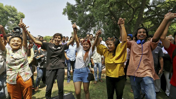 Indian people celebrate win