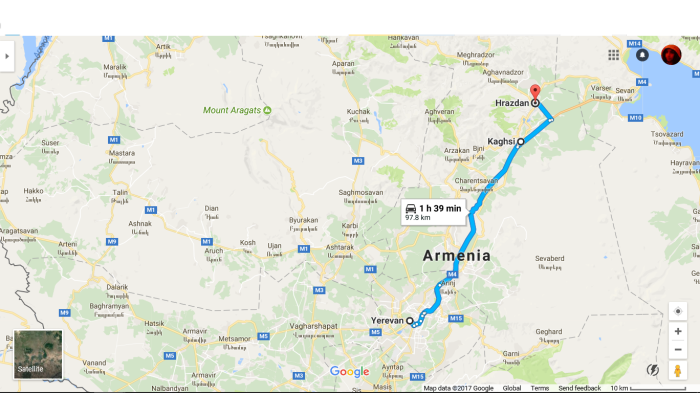 Арагац на карте Армении