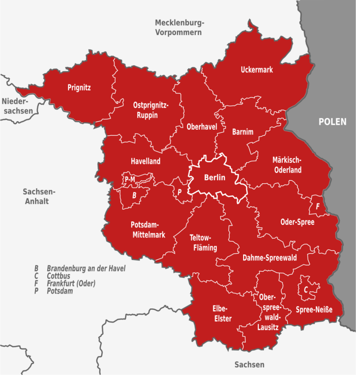 Бранденбург на карте Германии