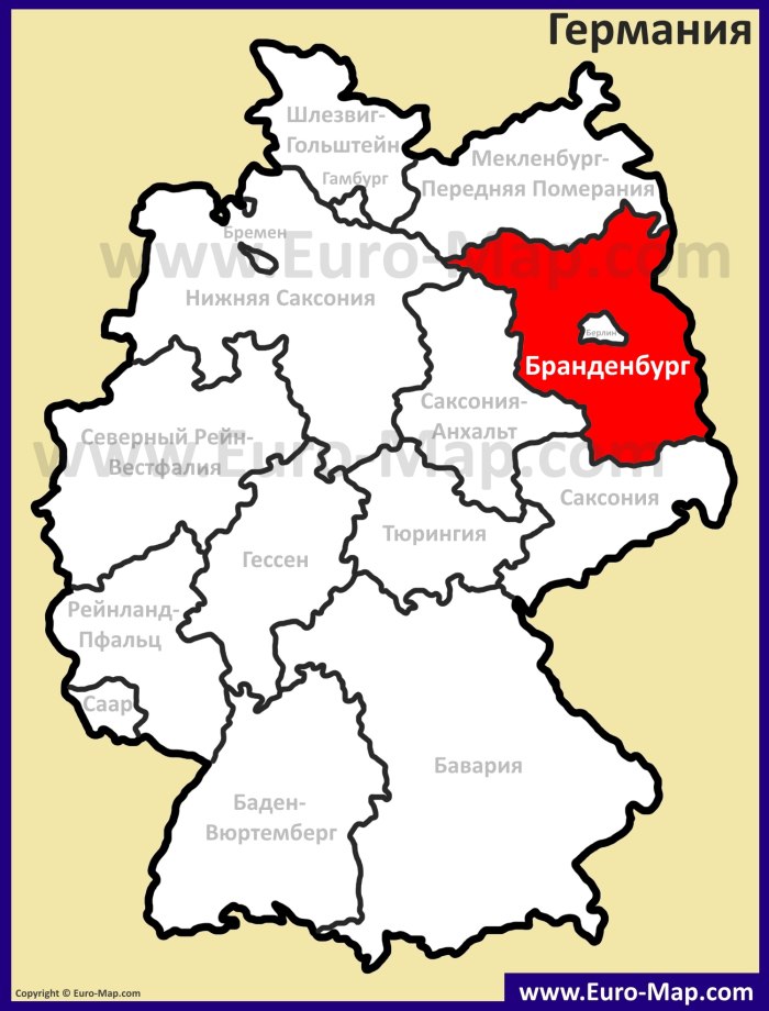Бранденбург на карте Германии