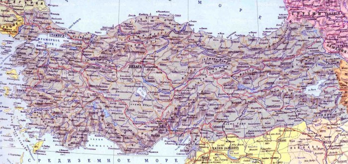 Карта Турции подробная с городами и поселками