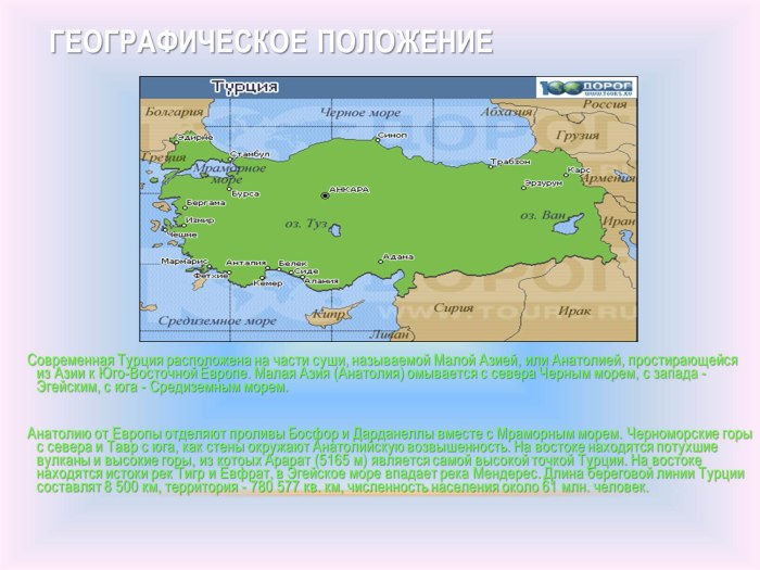 Анатолия и полуостров малая Азия в Турции карта