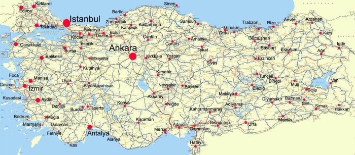 Карта автодорог Турции