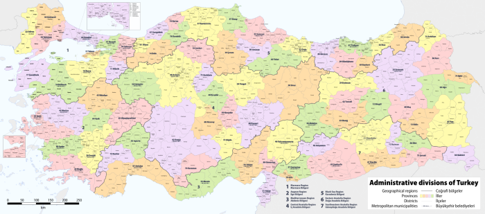 Турция административно-территориальное деление карта