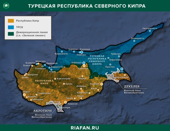 Турецкая Республика Северного Кипра на карте