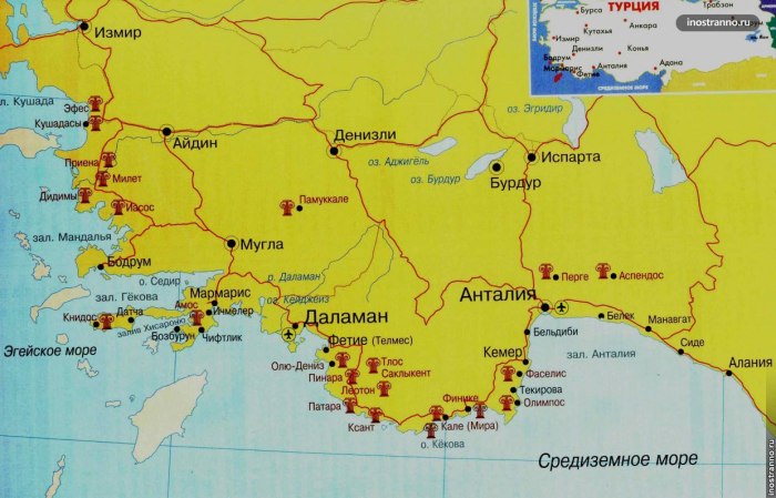 Турция карта побережья