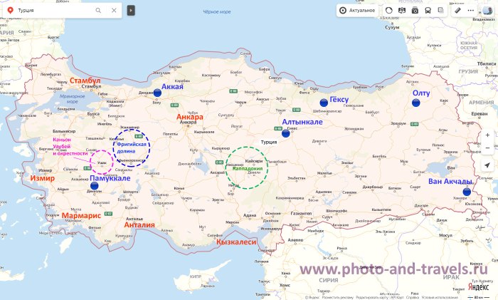Памуккале Турция на карте Турции