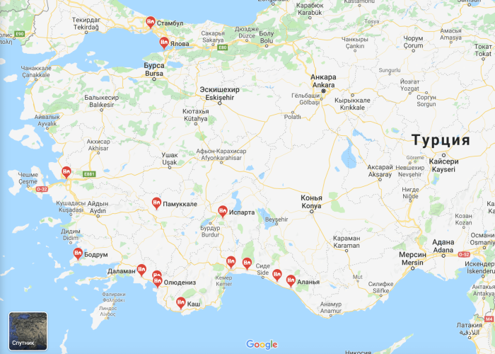 Город каш Турция на карте