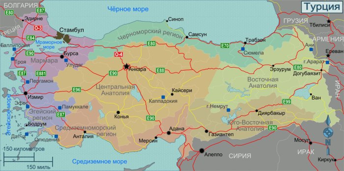 Анатолия на карте Турции
