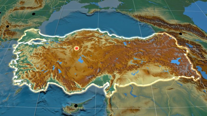 Физическая карта Турции горы
