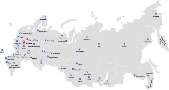 Норильск и Мурманск на карте России