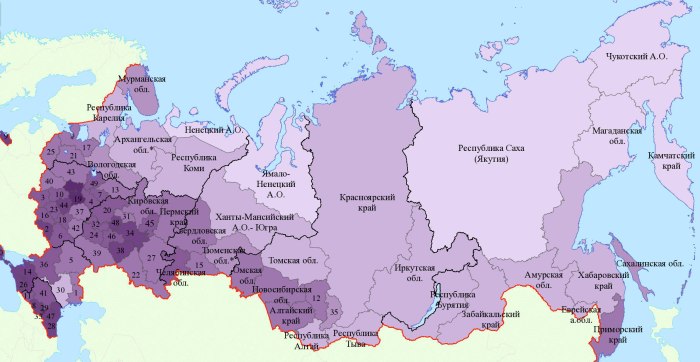 Карта плотности населения РФ