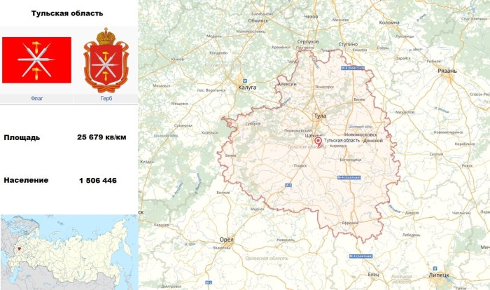 С кем граничит Тульская область карта