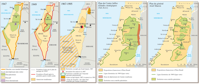 Карта Палестины и Израиля в 1947