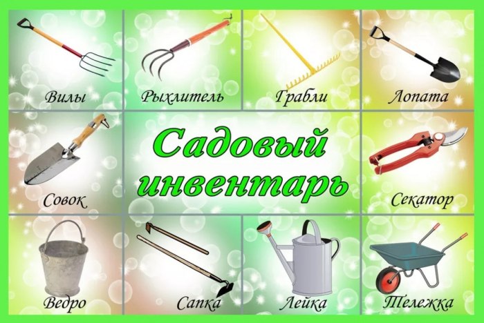 Садовые инструменты названия для детей