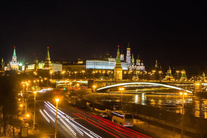 Кремль Москва nochyu