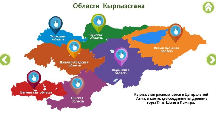Карта Кыргызстана по областям