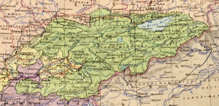 Киргизия карта географическая