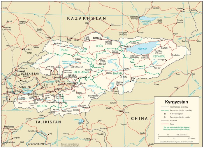 Детальная карта Кыргызстана