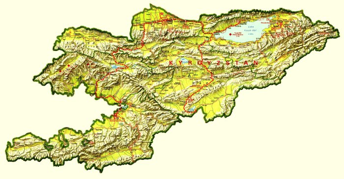Географическая карта Кыргызстана