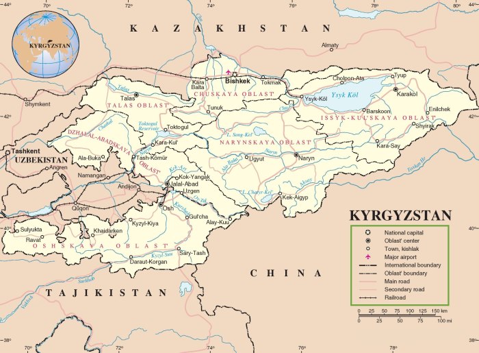 Карта Кыргызстана по областям