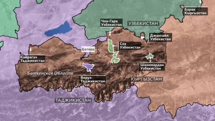 Таджикистан и Киргизия граница на карте Ворух