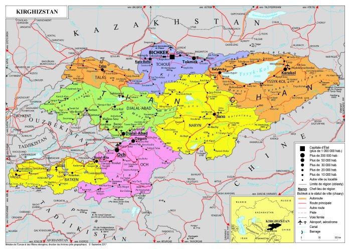 Границы Киргизии на карте