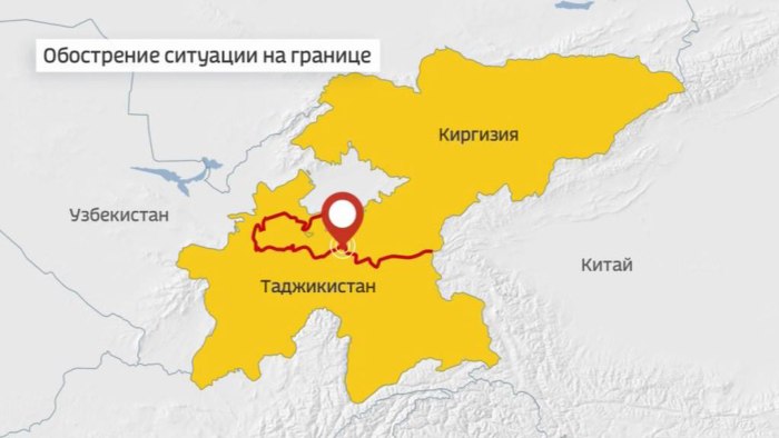 Граница Киргизии и Таджикистана на карте