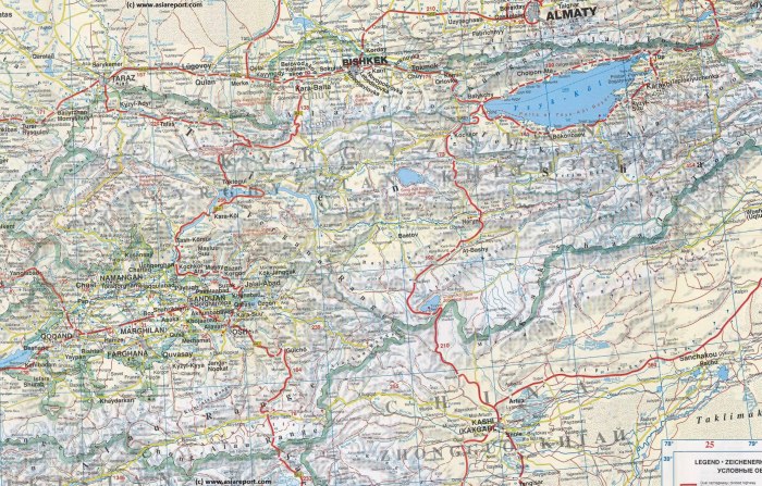 Карта автодорог Киргизии