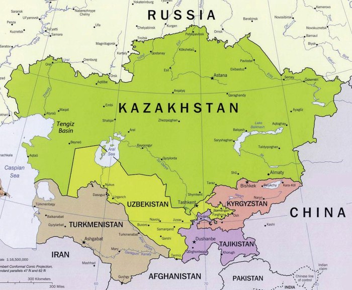 Карта средней Азии