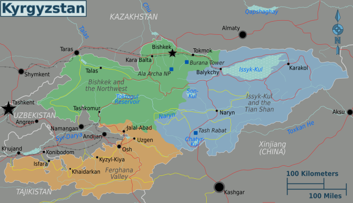 Географическая карта Кыргызстана