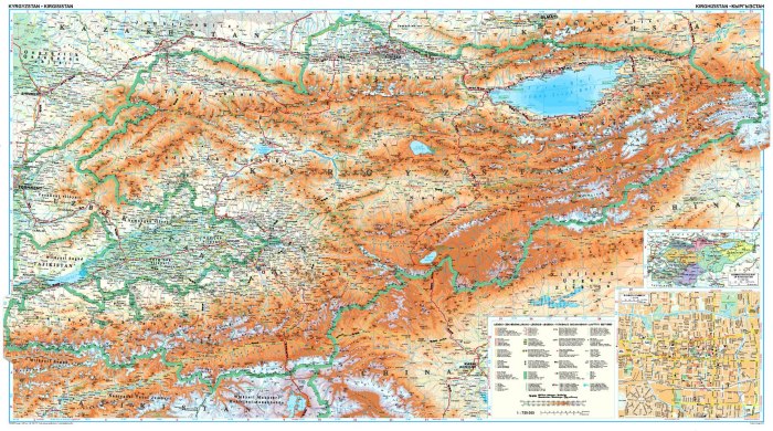 Физическая карта Киргизии