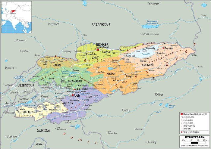 Киргизия карта географическая