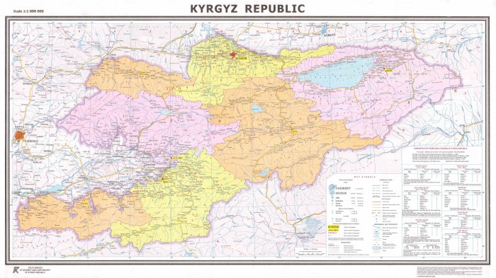 Физическая карта Кыргызстана подробная