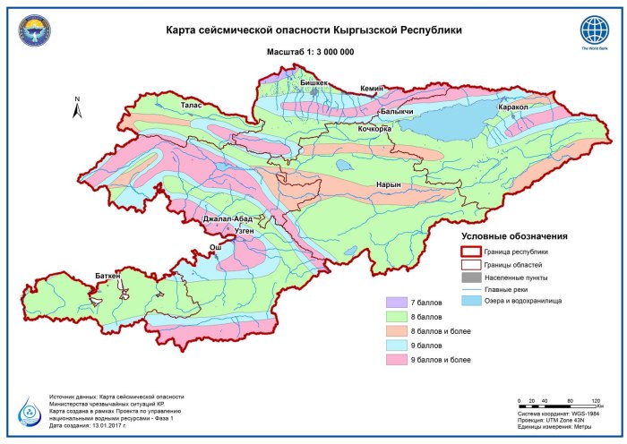 Районы Кыргызстана на карте