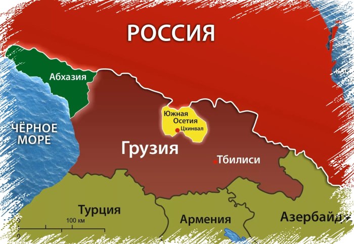 Абхазия и Южная Осетия на карте России