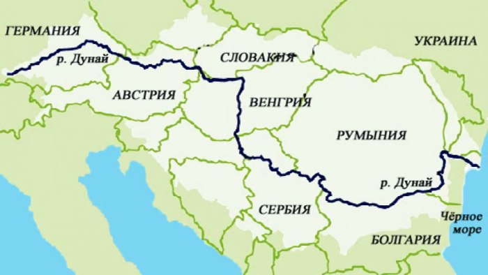 Река Дунай на карте России