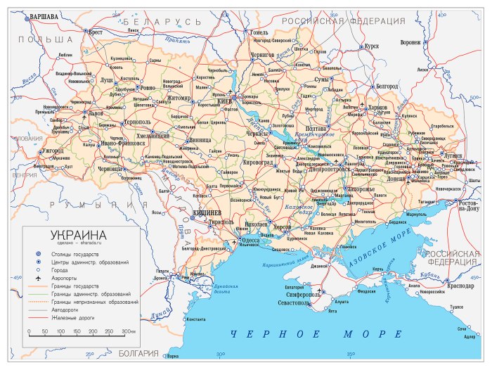 Карта Украины с поселками подробная