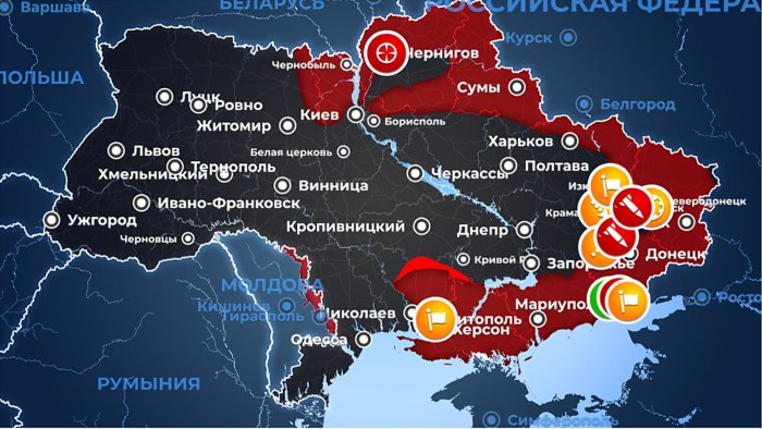 Карта Украины с городами боевые действия