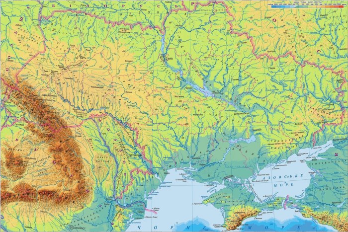 Карта рельефа Украины