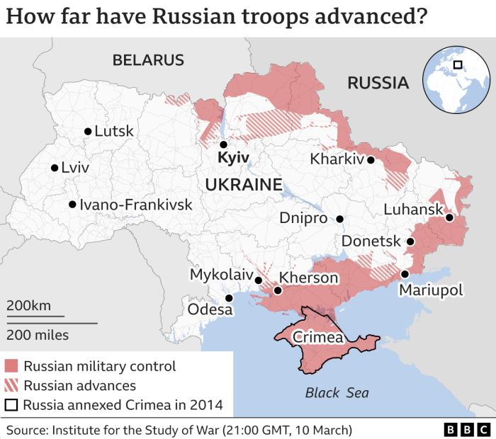 Территория Украины контролируемая Россией