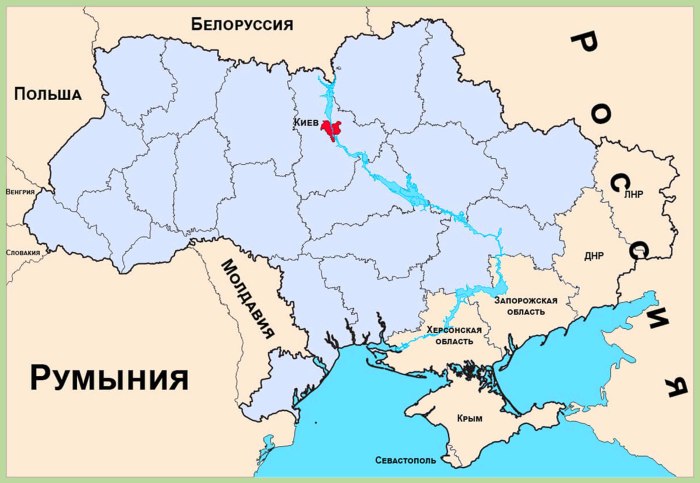 Карта России с Херсонской и Запорожской областями и ДНР И ЛНР